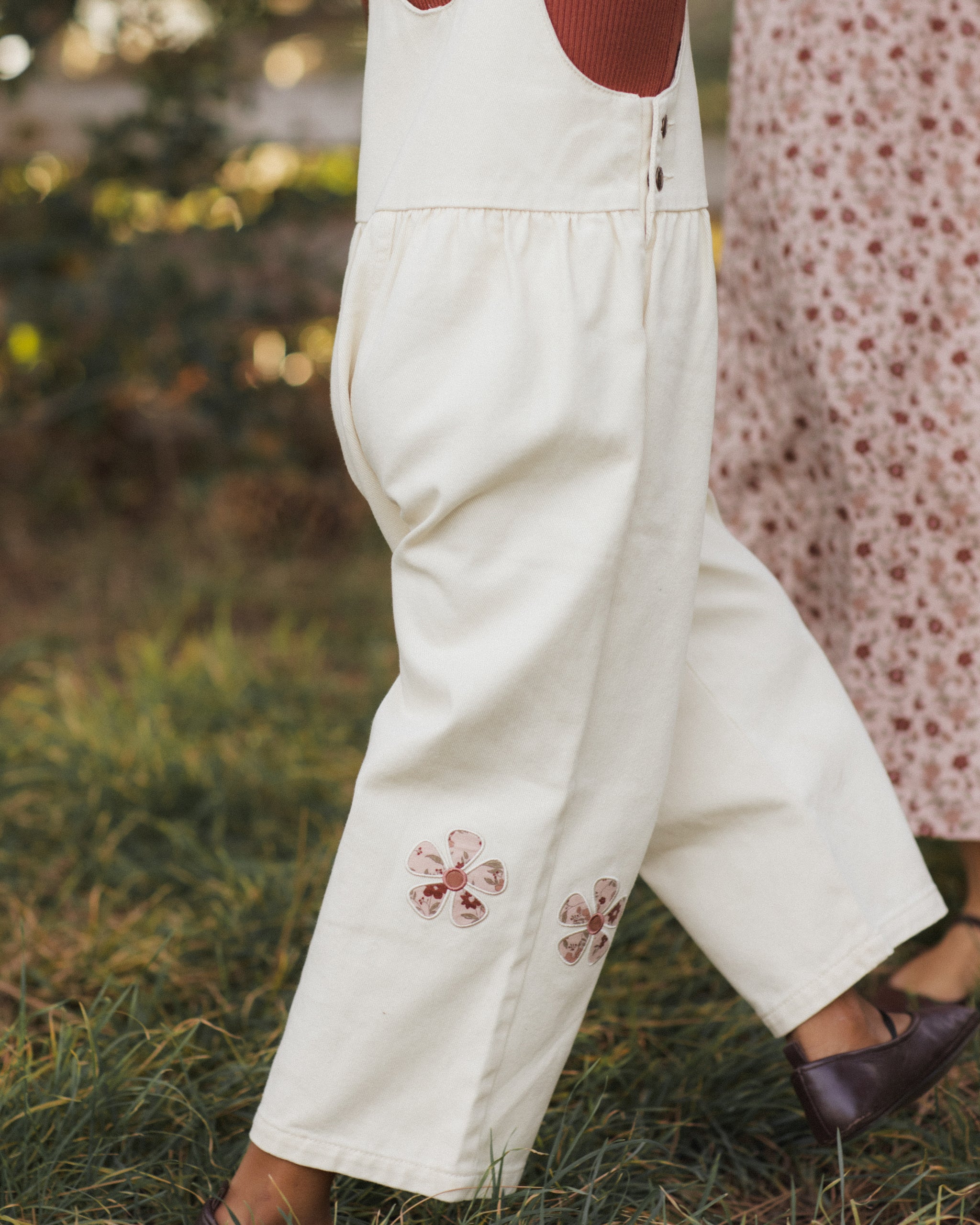 Wide Leg Overall - Daisy Patches Natural