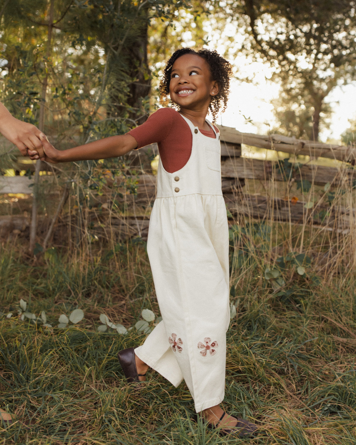 Wide Leg Overall - Daisy Patches Natural