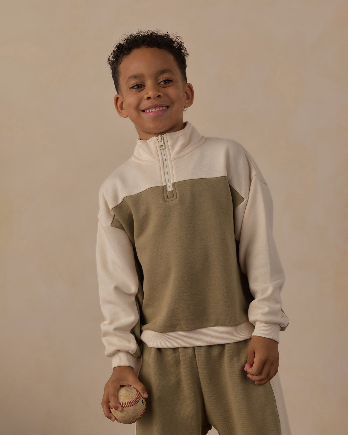 Quarter Zip Crew - Olive