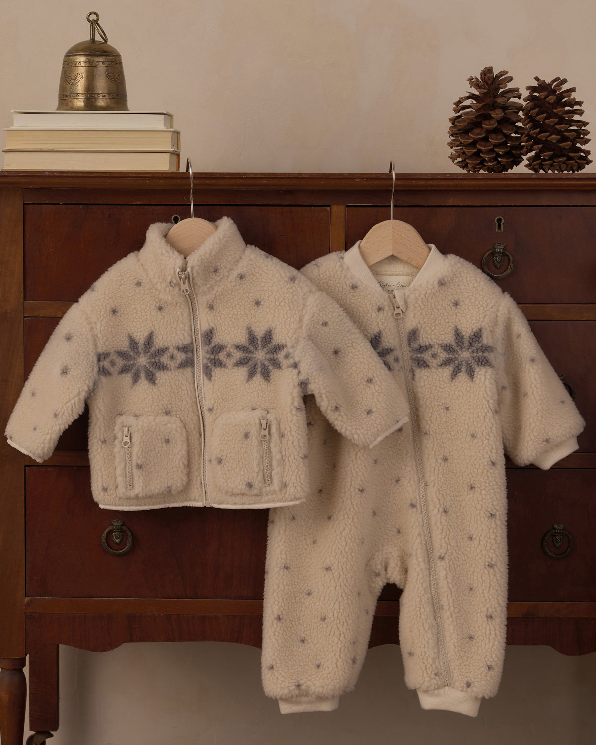 Shearling Baby Jumpsuit - Natural Fair Isle