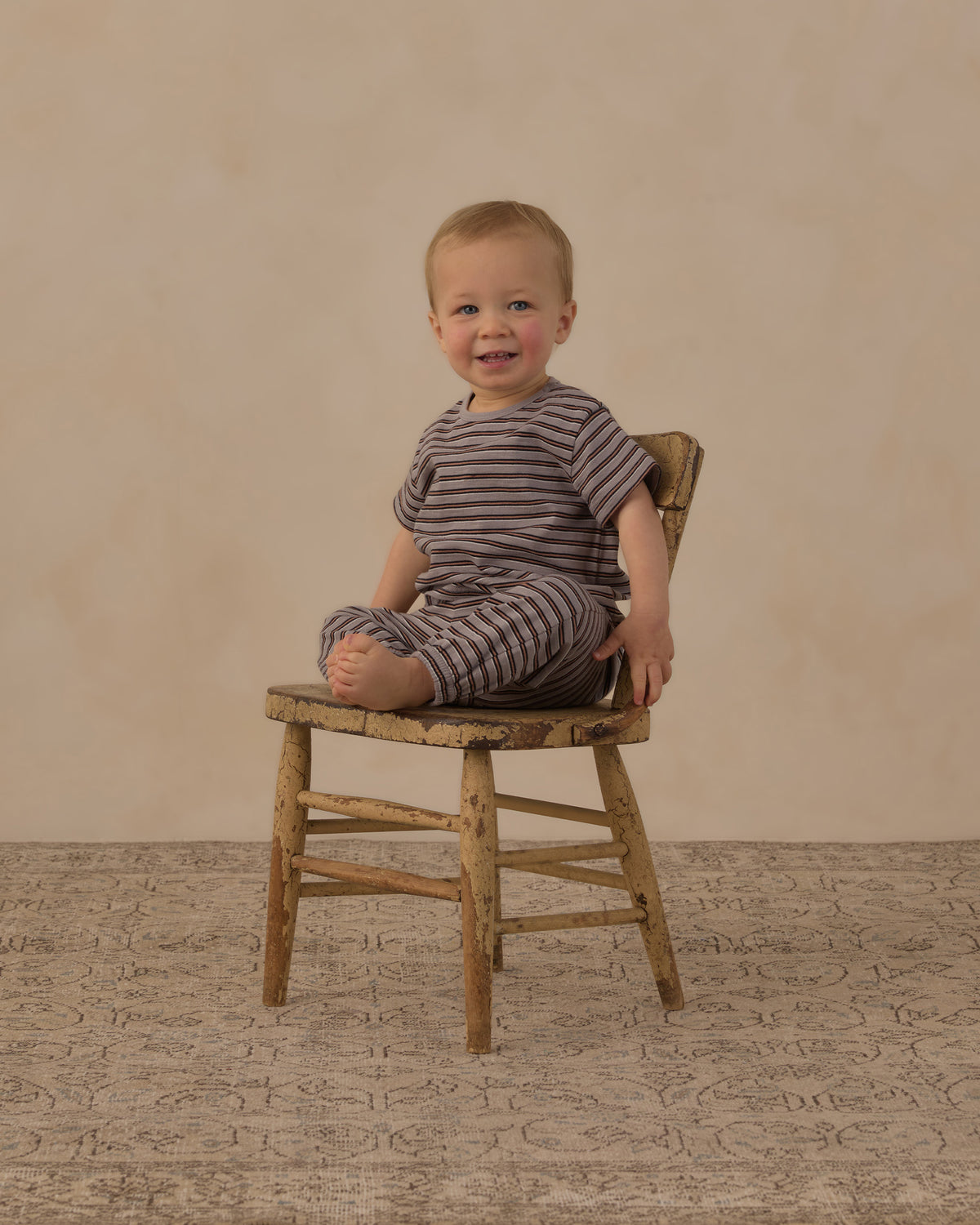 Jersey Tee + Pant Set - Vintage Stripe Dusty Blue