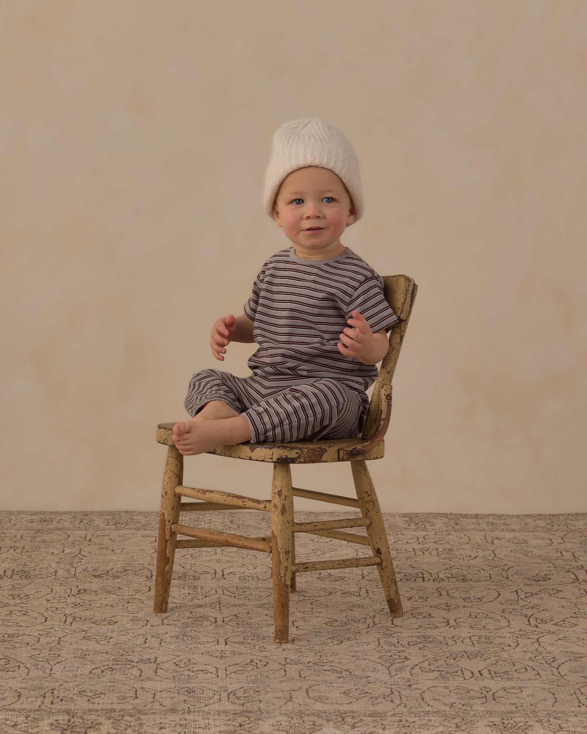 Jersey Tee + Pant Set - Vintage Stripe Dusty Blue