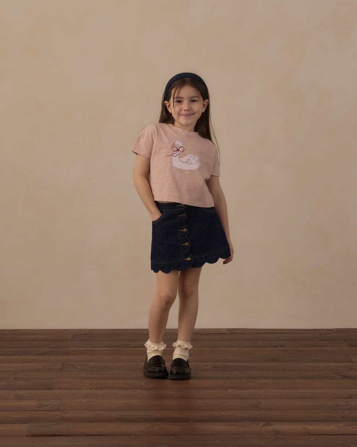 Scallop Mini Skirt - Dark Indigo