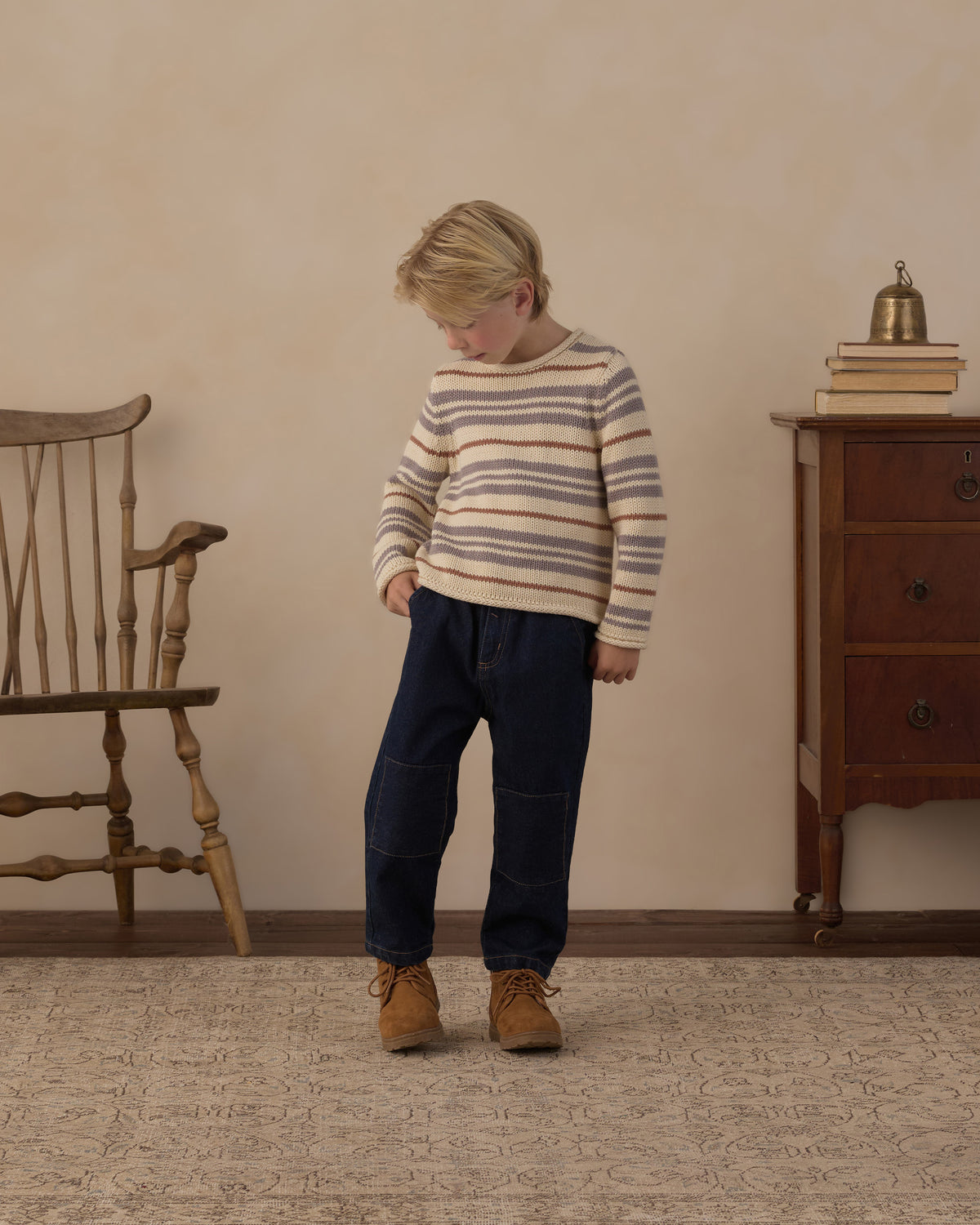 Jacques Sweater - Dusty Blue Stripe Natural