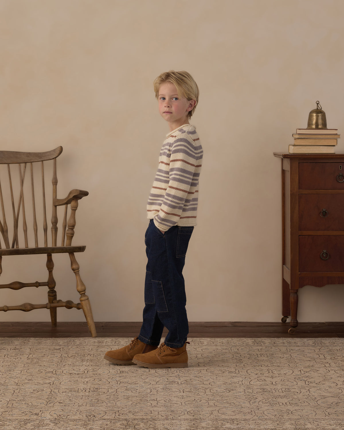 Jacques Sweater - Dusty Blue Stripe Natural