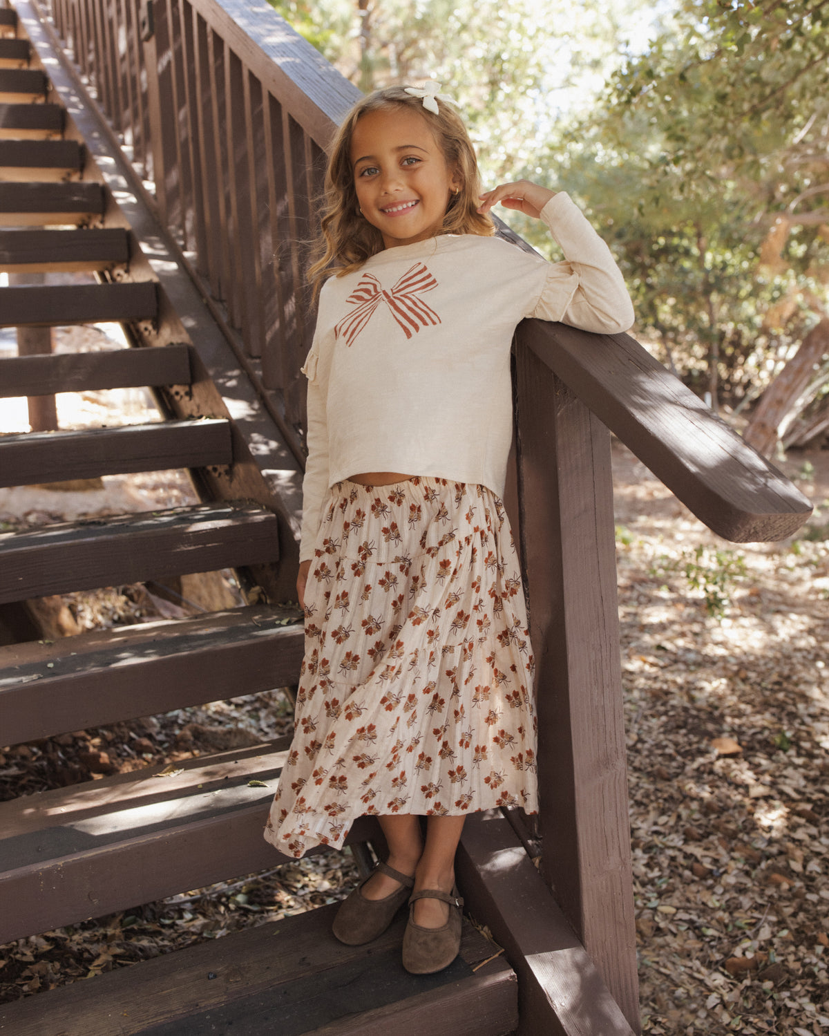 Ruffle Long Sleeve Tee - Bow Antique