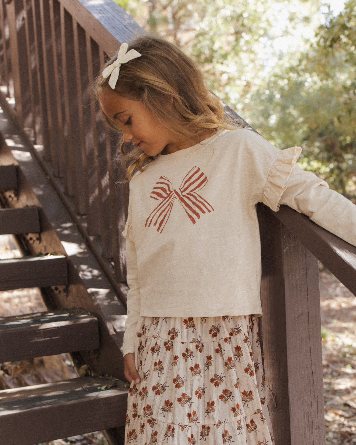 Ruffle Long Sleeve Tee - Bow Antique