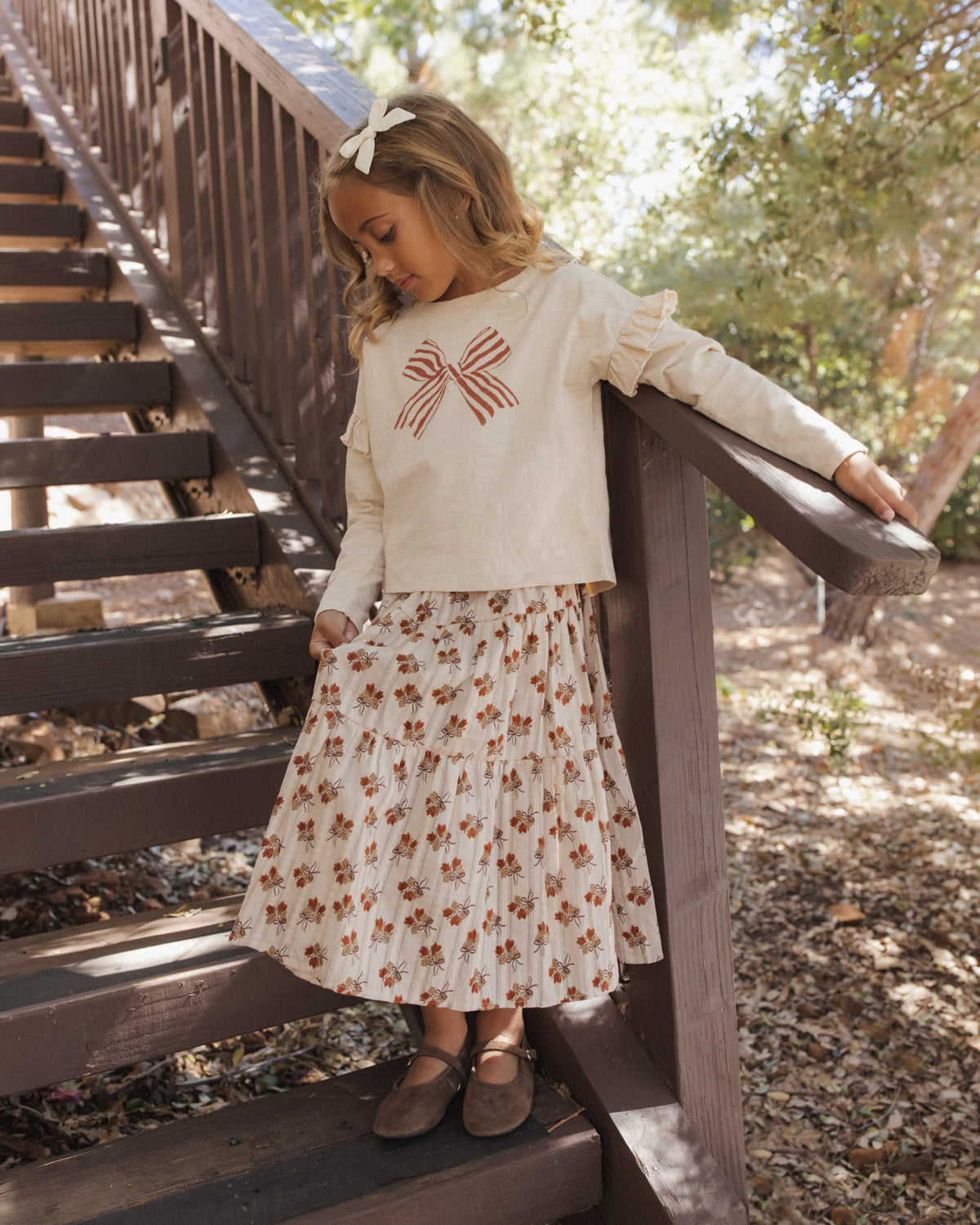 Ruffle Long Sleeve Tee - Bow Antique