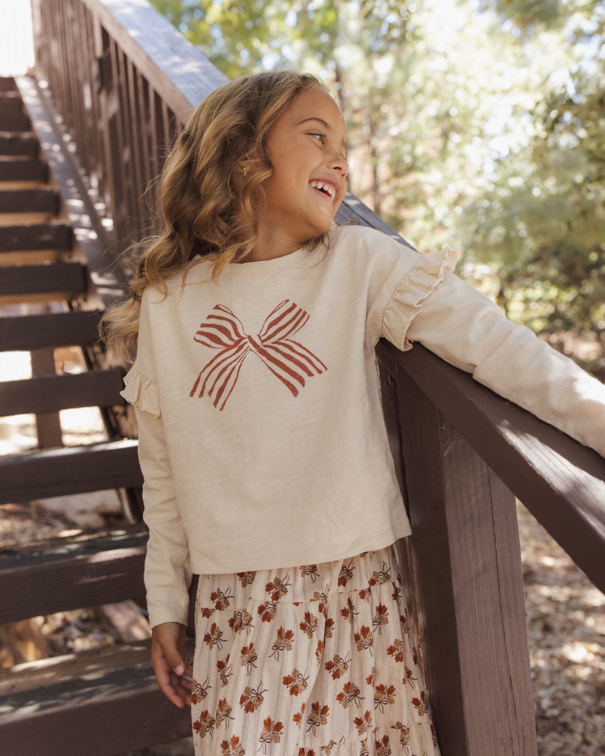 Ruffle Long Sleeve Tee - Bow Antique