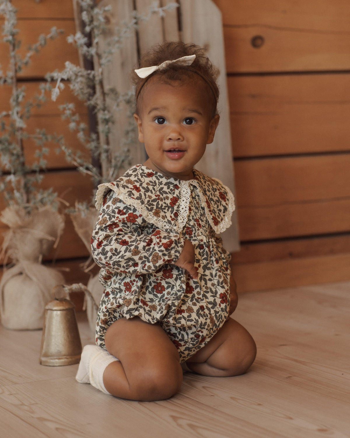 Fern Romper - Holiday Floral Natural