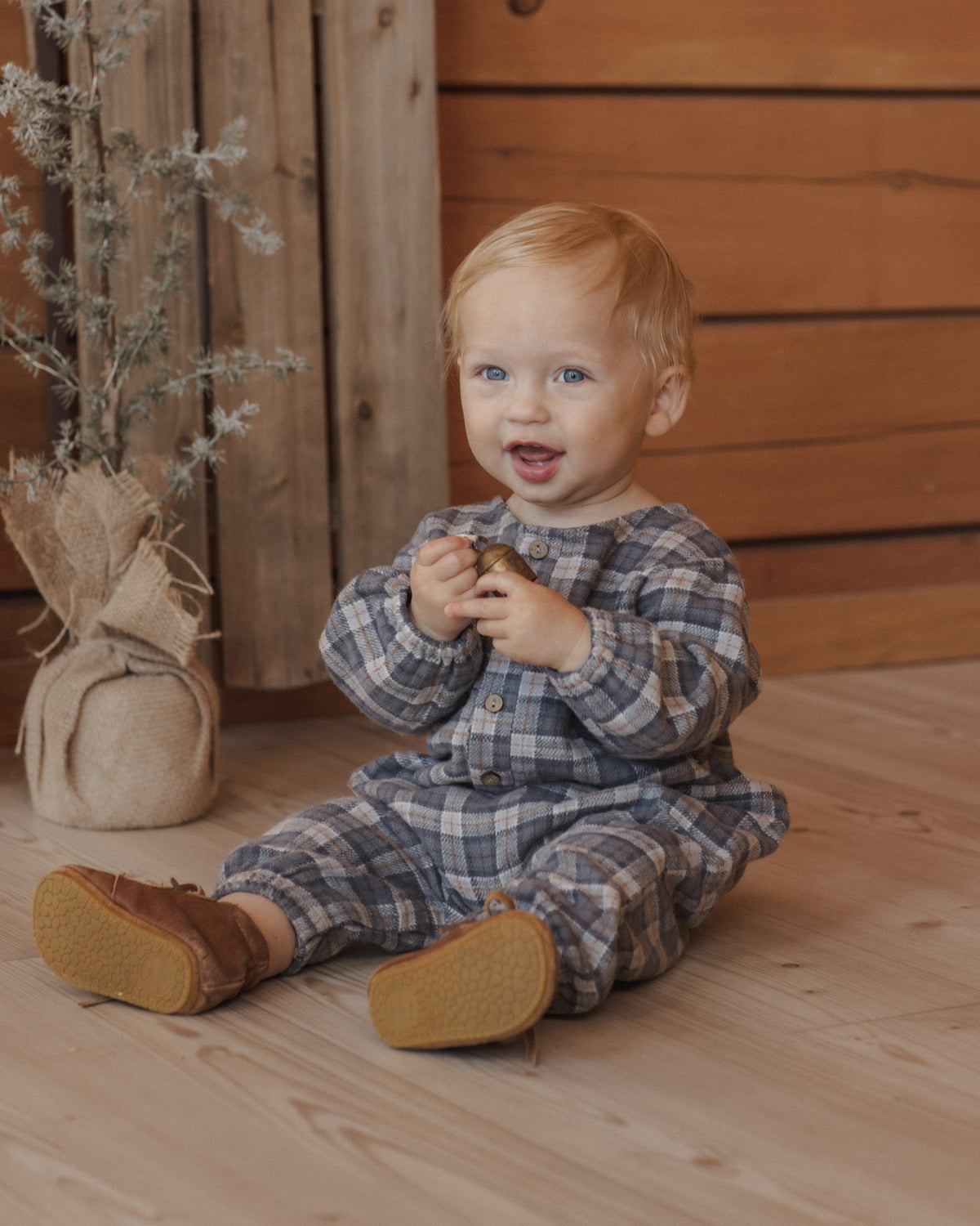 Relaxed Woven Jumpsuit - Winter Plaid Slate