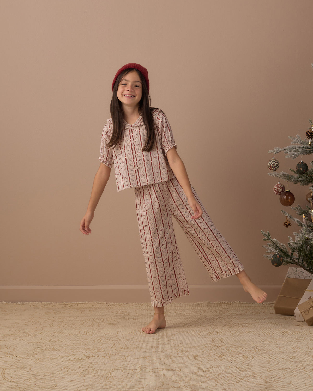 Ruffle Pajamas - Candy Cane Lane Antique