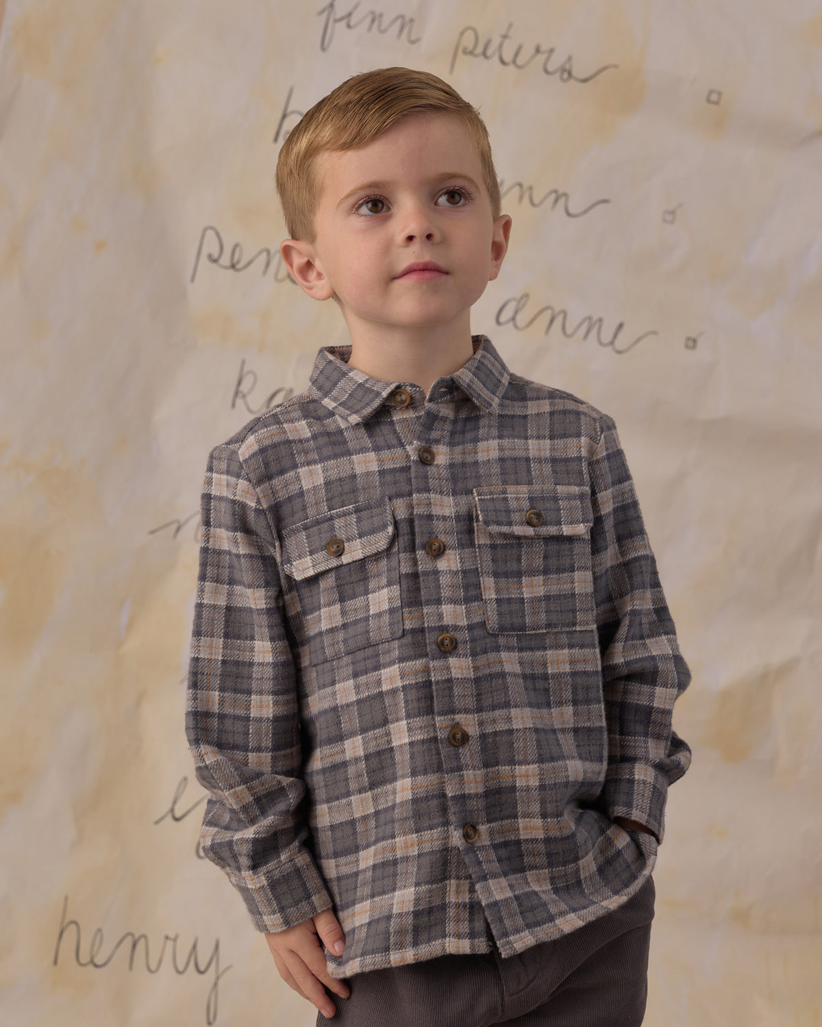 Pocketed Flannel Shirt - Winter Plaid Slate