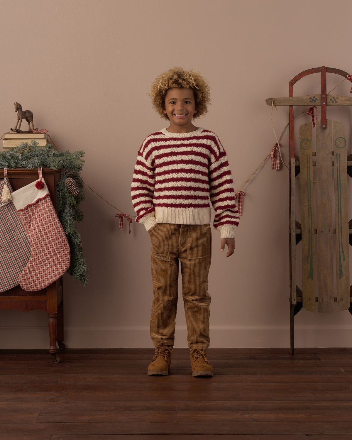 Aspen Sweater - Ruby Stripe Natural