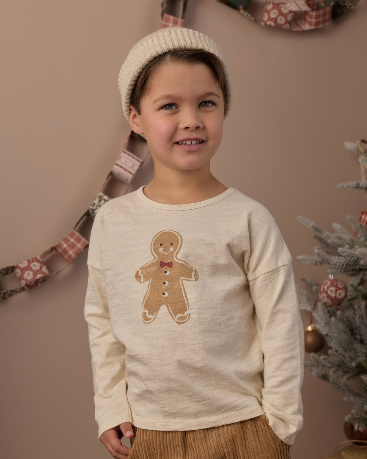 Long Sleeve Tee - Gingerbread Man Natural