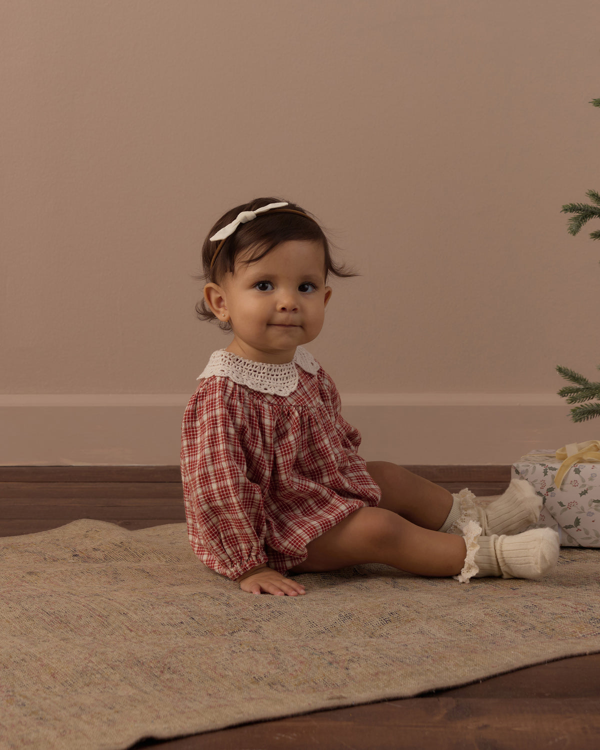 Heidi Romper - Vintage Plaid Ruby