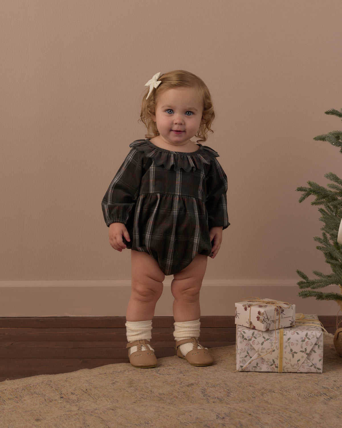 Freya Romper - Holiday Plaid Evergreen