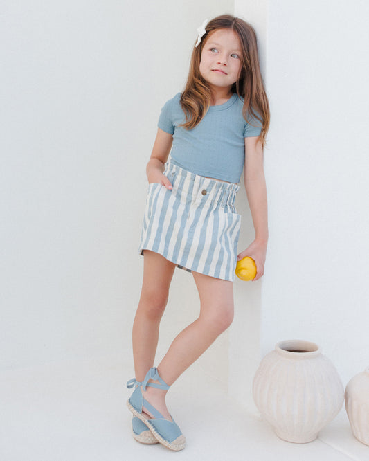 Denim Mini Skirt || Ocean Stripe
