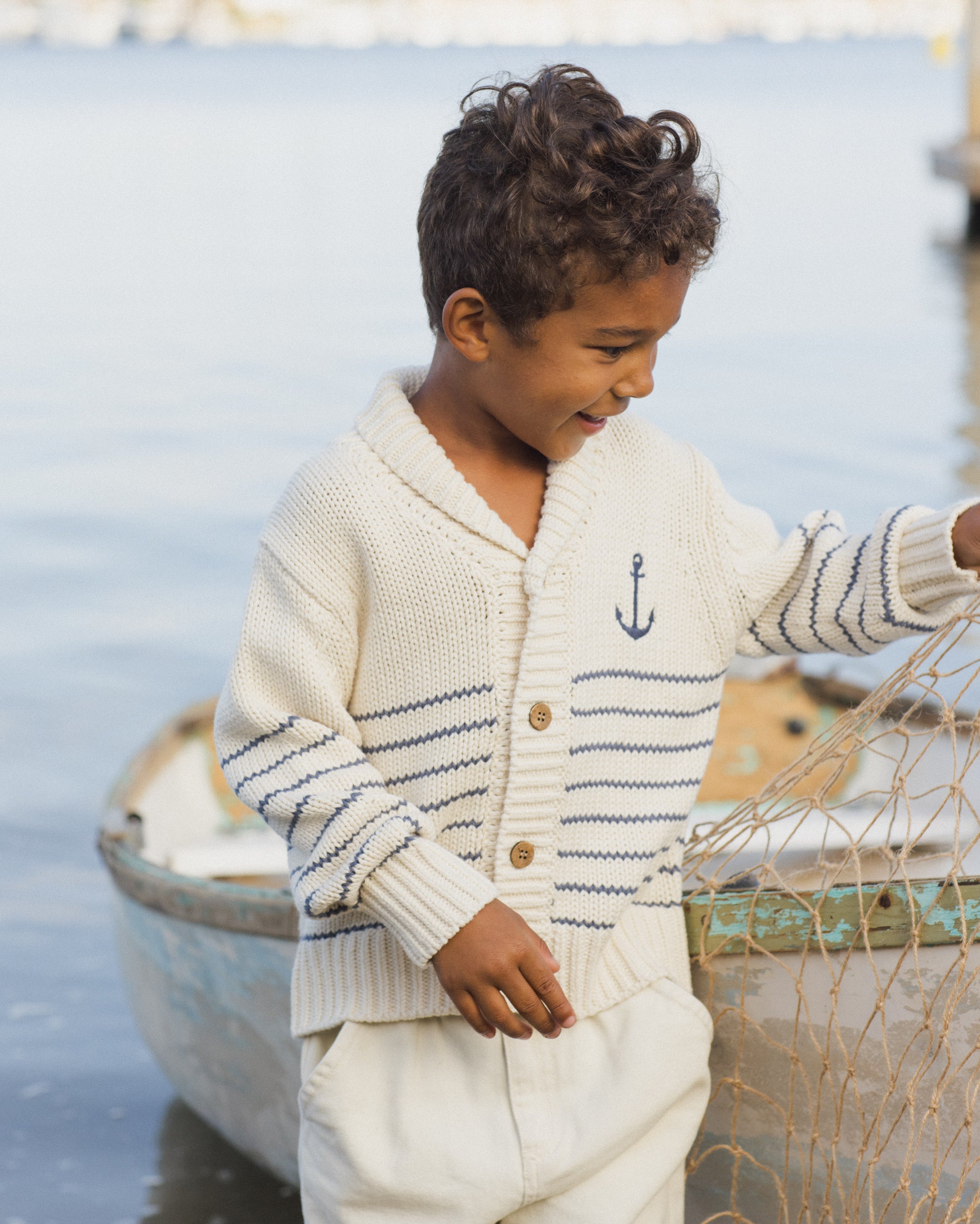 Shawl Cardigan || Natural & Marine