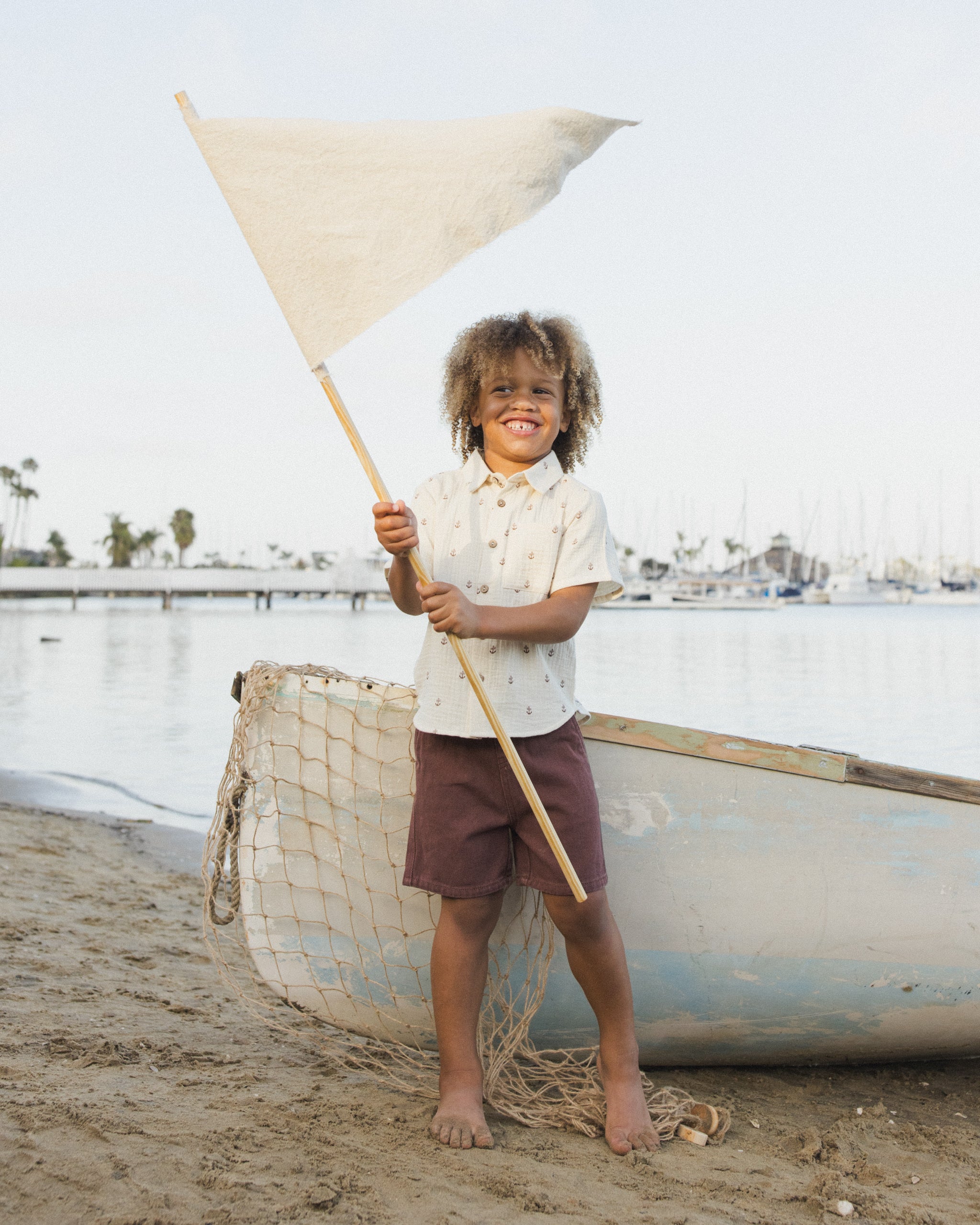 Collared Short Sleeve Shirt || Anchors