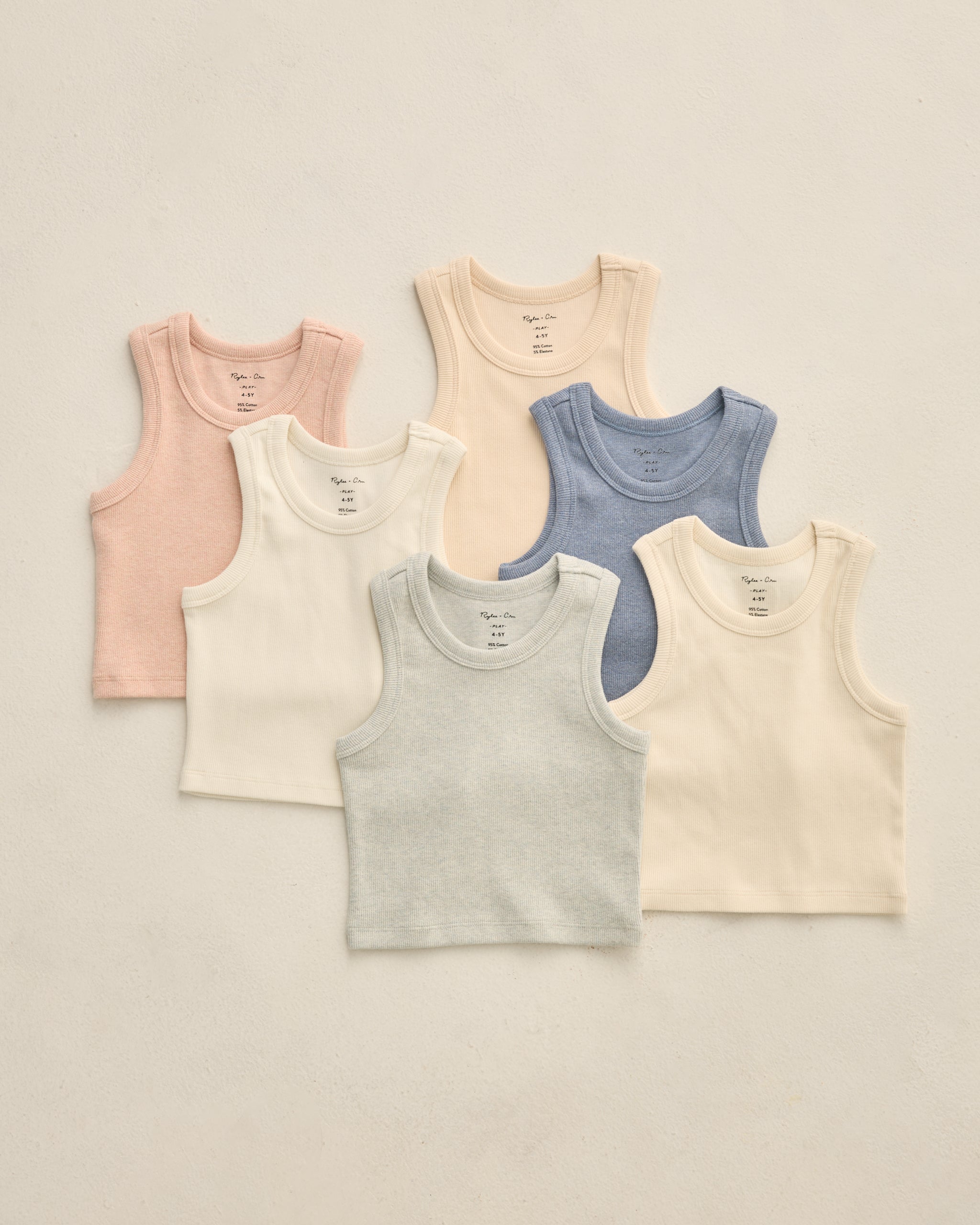 Ribbed Tank Set || Natural, Heathered Marine