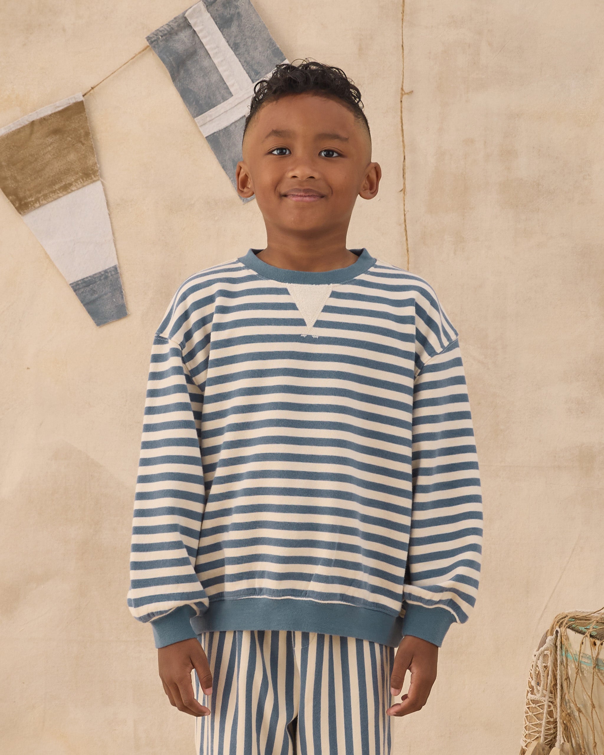 Oversized Crew || Marine Stripe