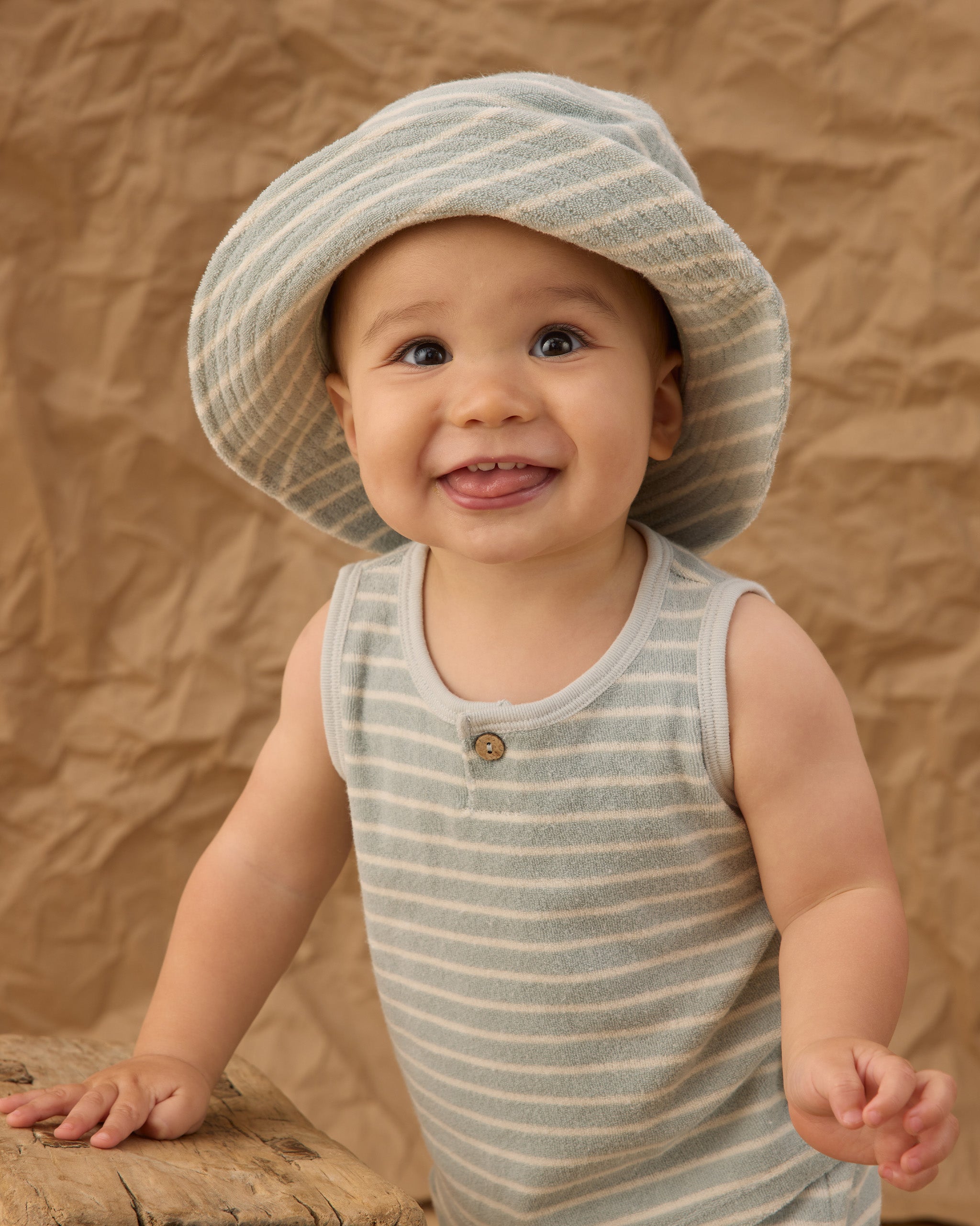 Bucket Hat || Seafoam Terry Stripe