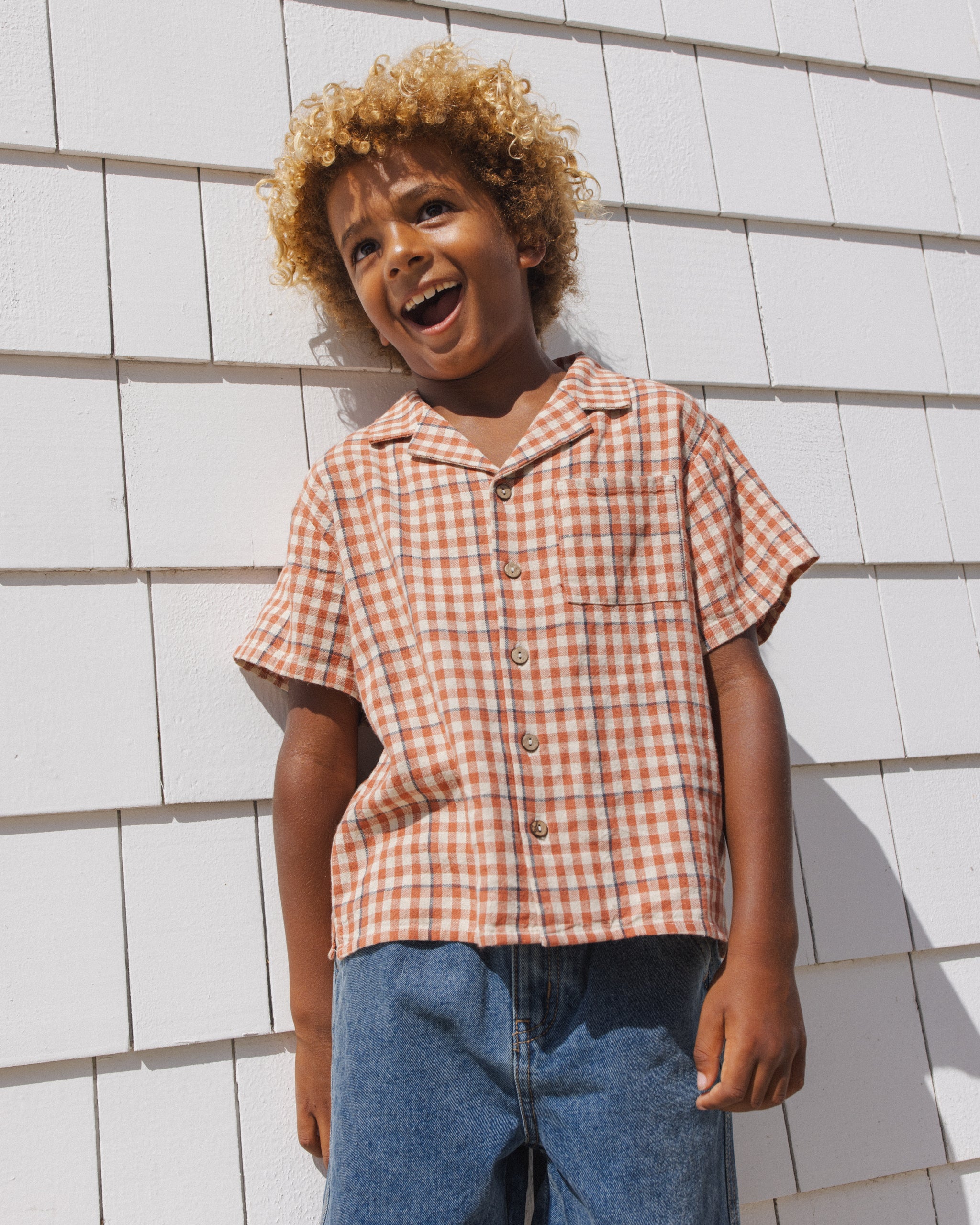 Lapel Collar Shirt || Poppy Gingham