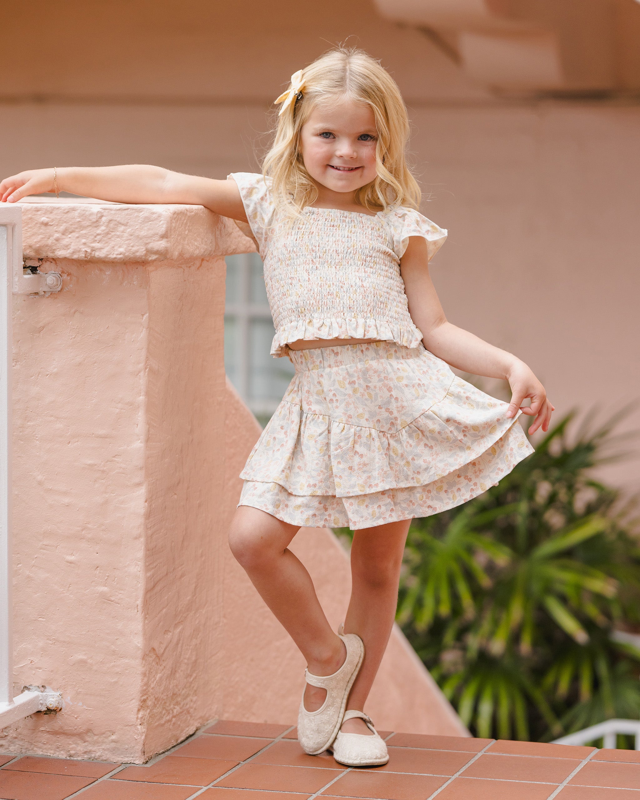 Tiered Mini Skirt Summer Garden - Ivory
