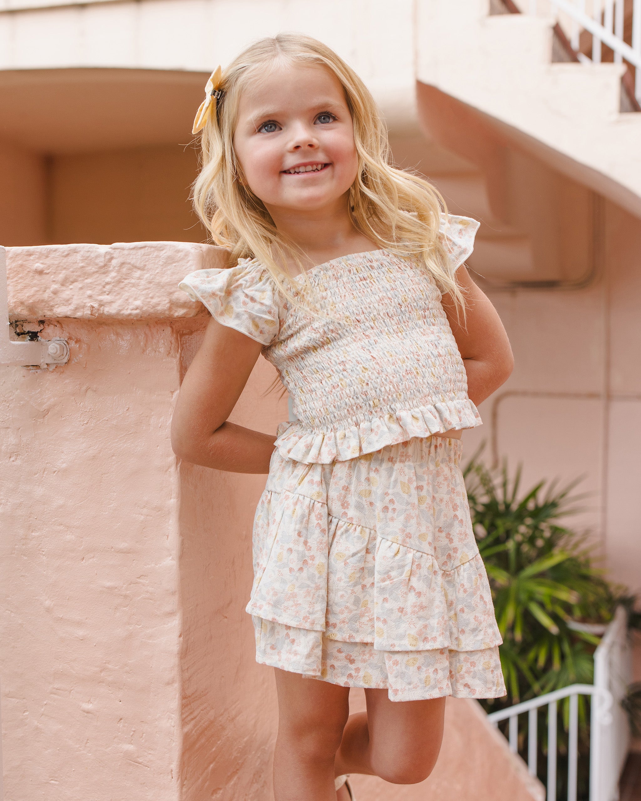 Tiered Mini Skirt Summer Garden - Ivory