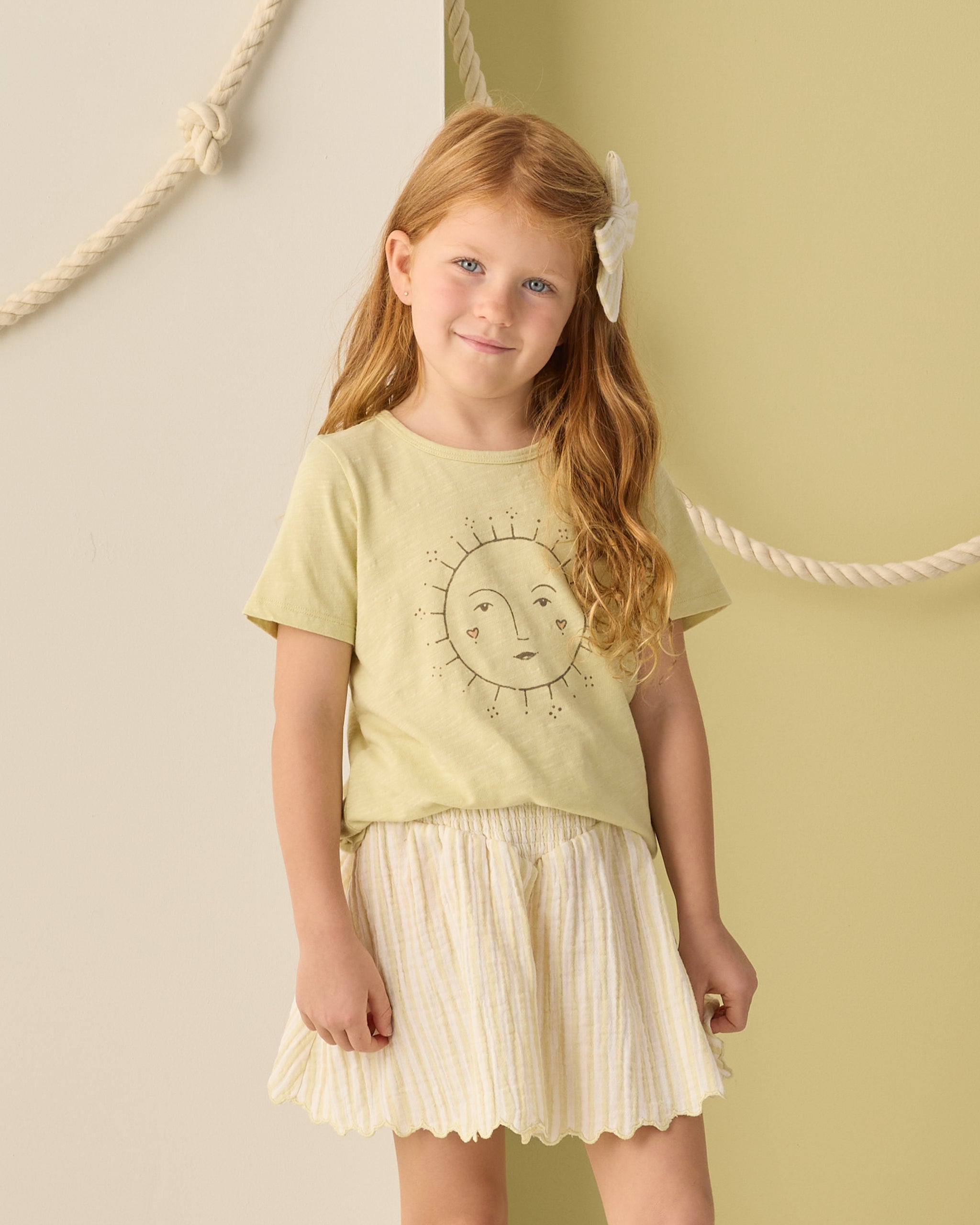 Smocked V Mini Skirt || Citron Stripe