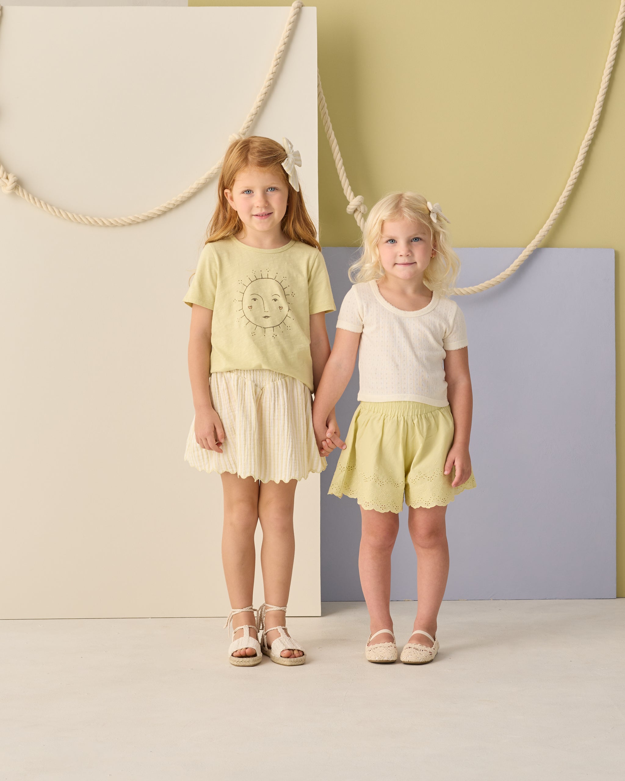 Smocked V Mini Skirt || Citron Stripe