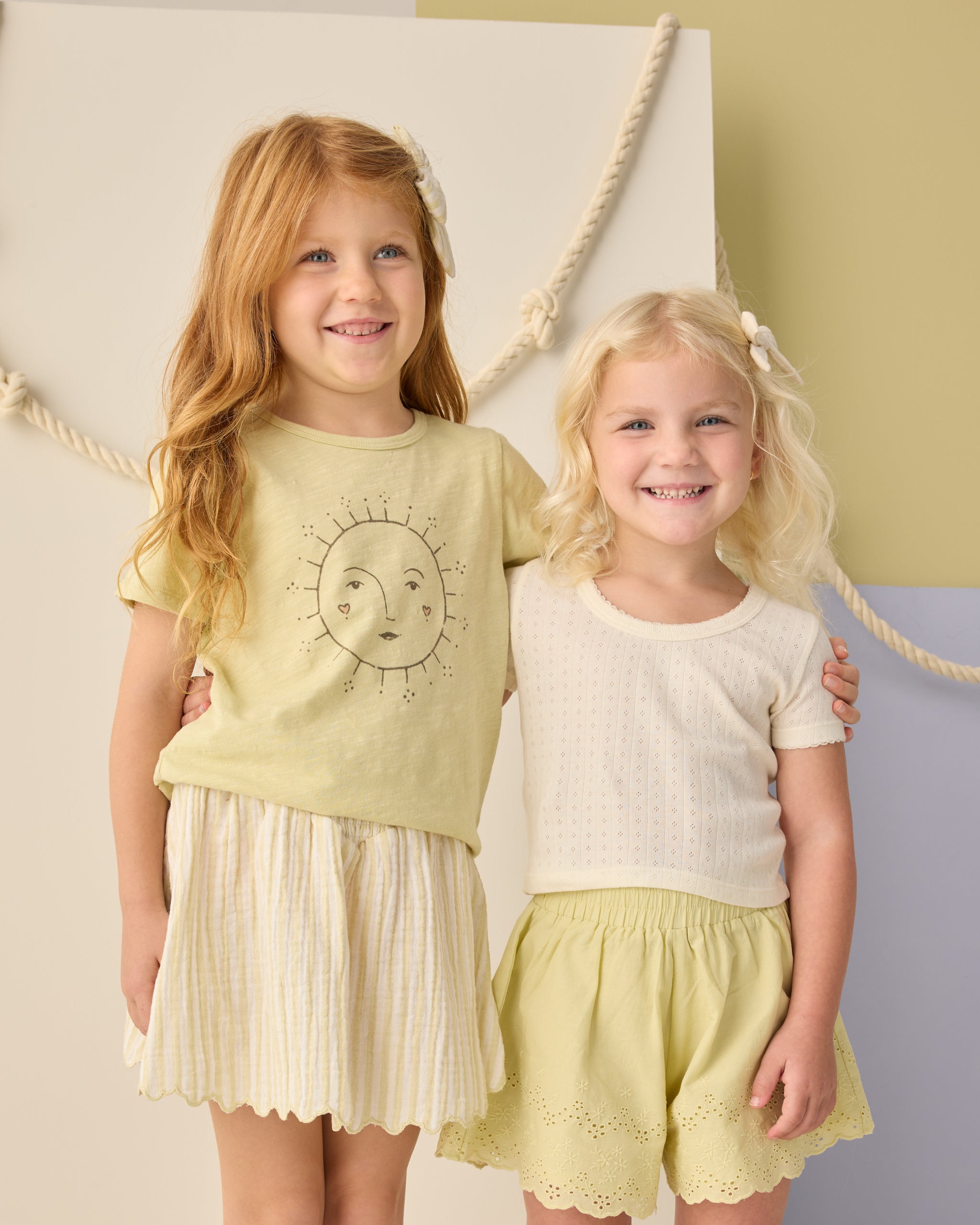 Smocked V Mini Skirt || Citron Stripe