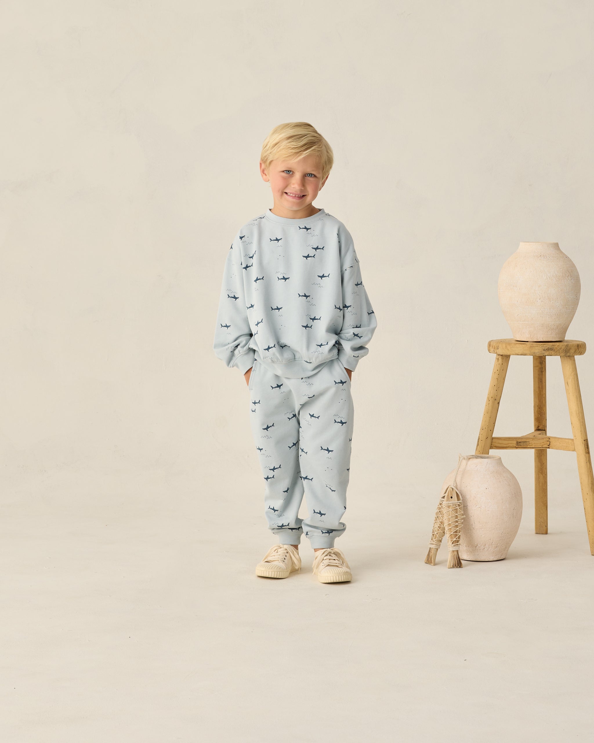 Sweatshirt and Sweatpant Set || Sharks - Light Blue