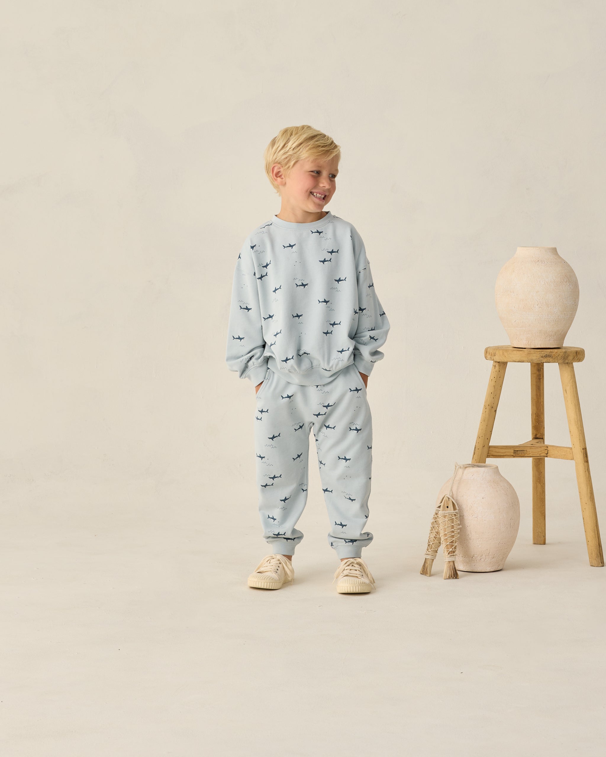 Sweatshirt and Sweatpant Set || Sharks - Light Blue