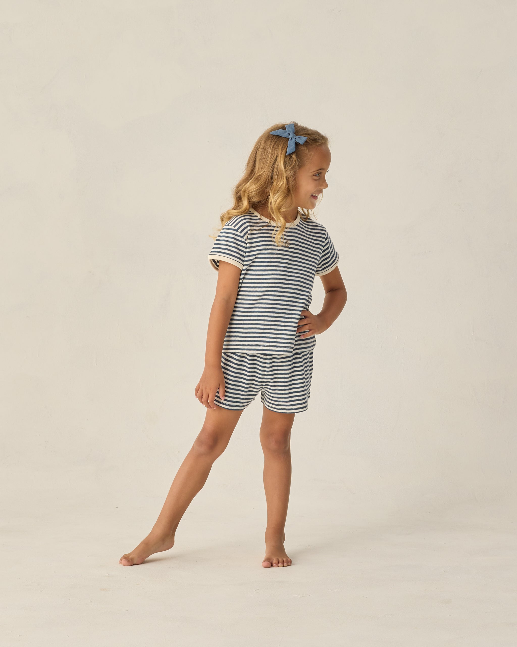 Pointelle Tee || Navy Stripe