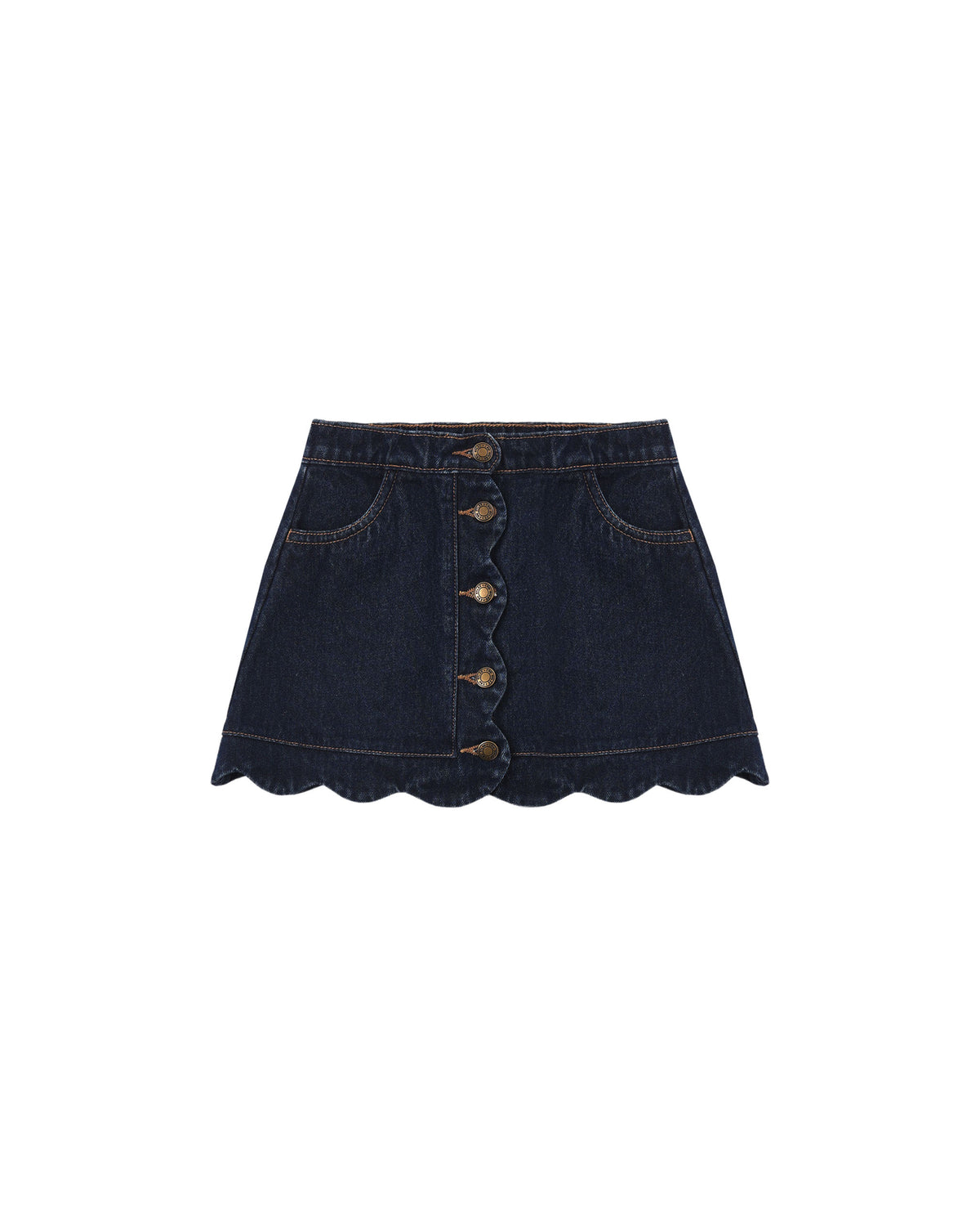 Scallop Mini Skirt - Dark Indigo