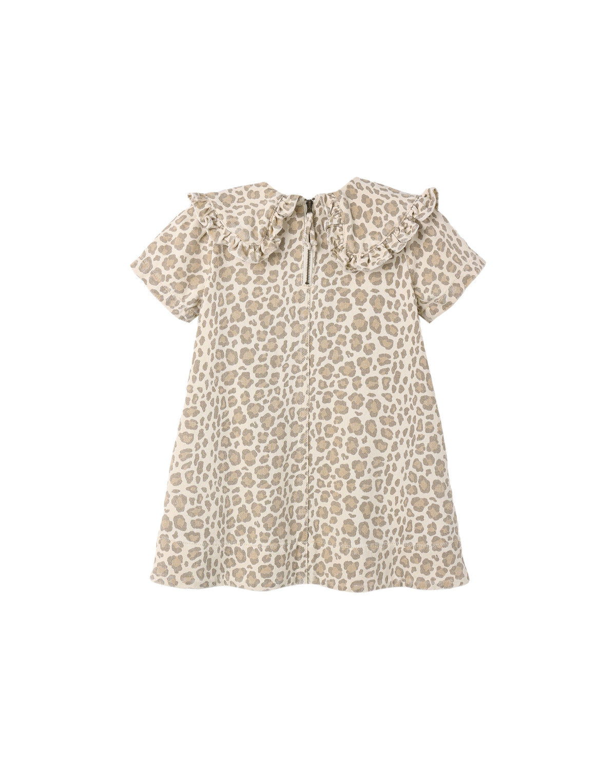 Collared Denim Mini Dress - Leopard Natural