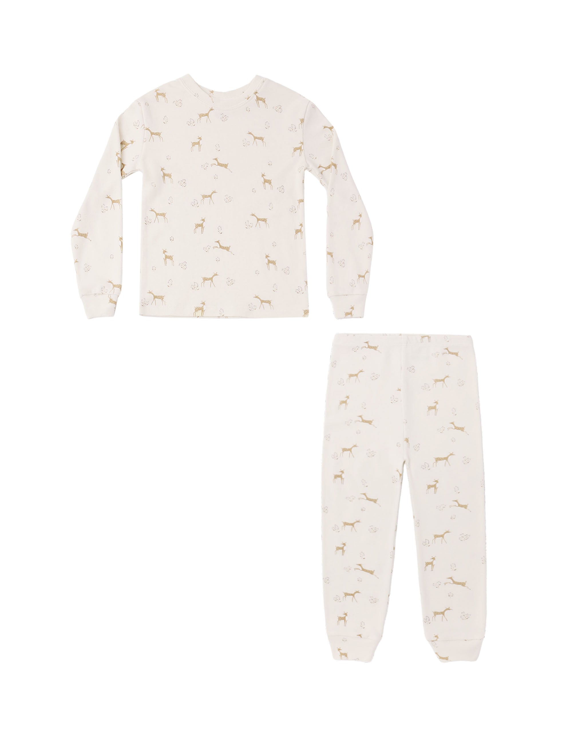 Organic Long Sleeve Pajama Set - Fawns Natural