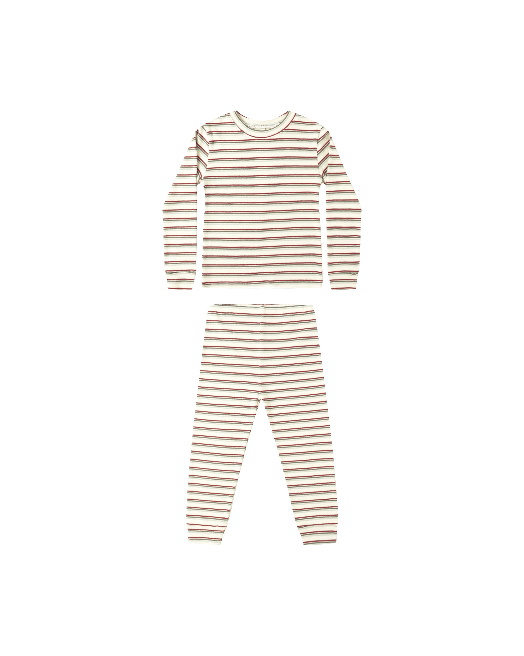 Organic Long Sleeve Pajama Set || Holiday Stripe