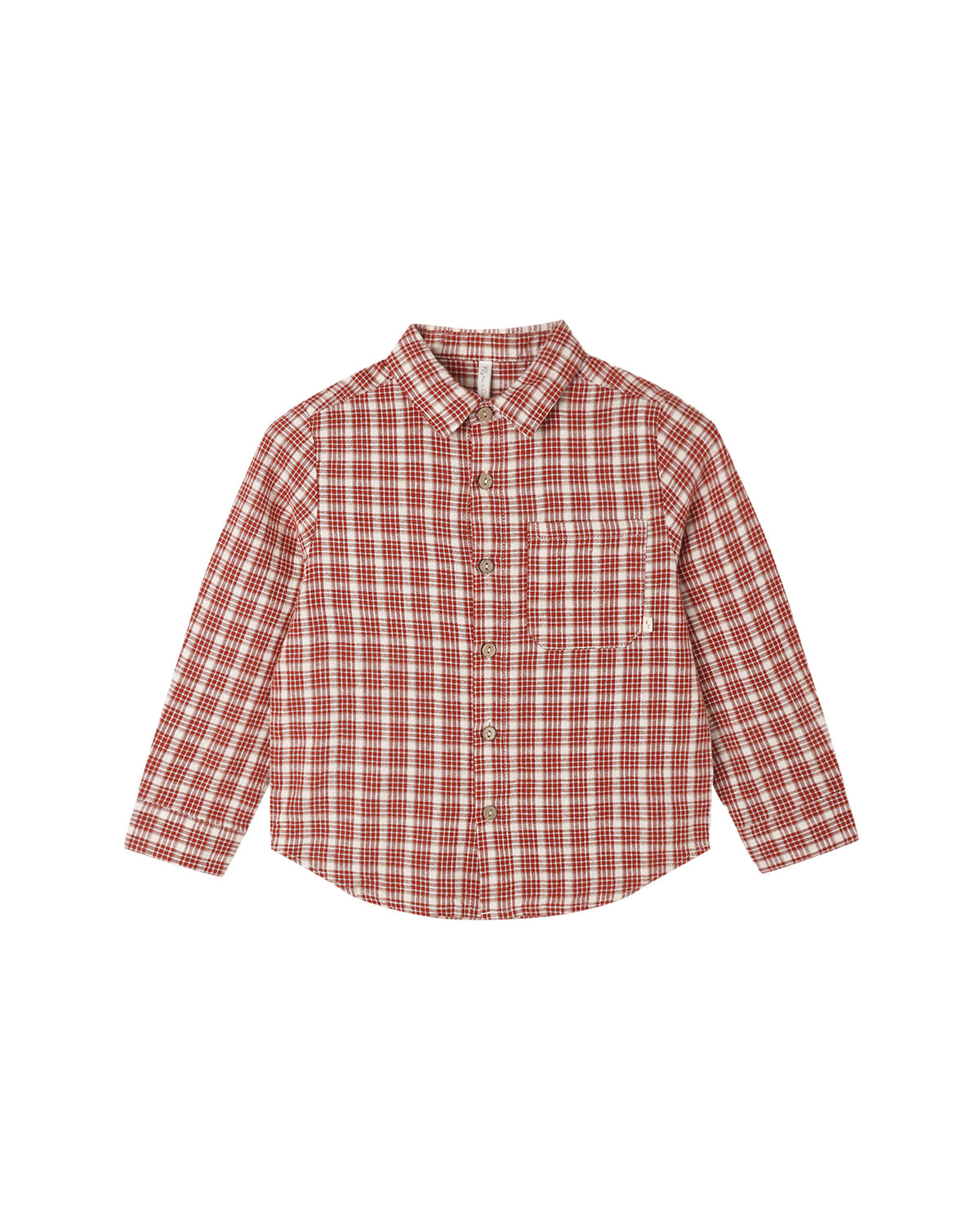 Collared Long Sleeve Shirt - Vintage Plaid Ruby