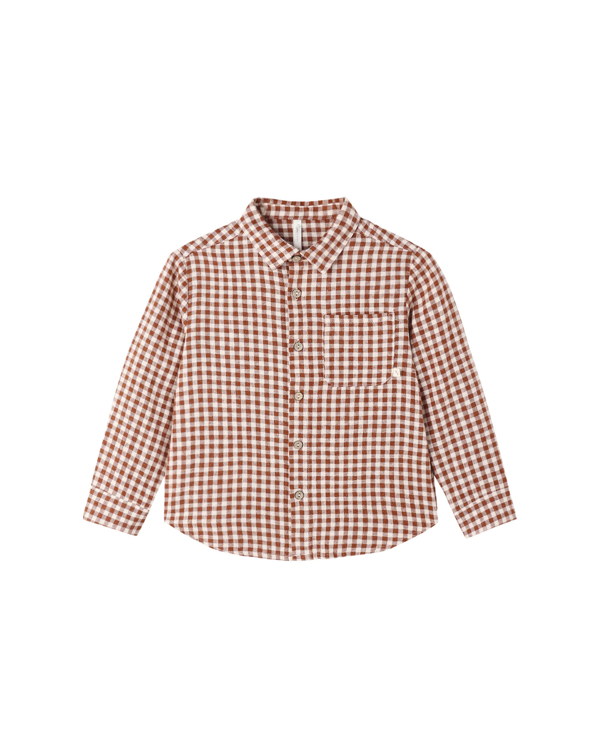 Collared Long Sleeve Shirt - Brick Check