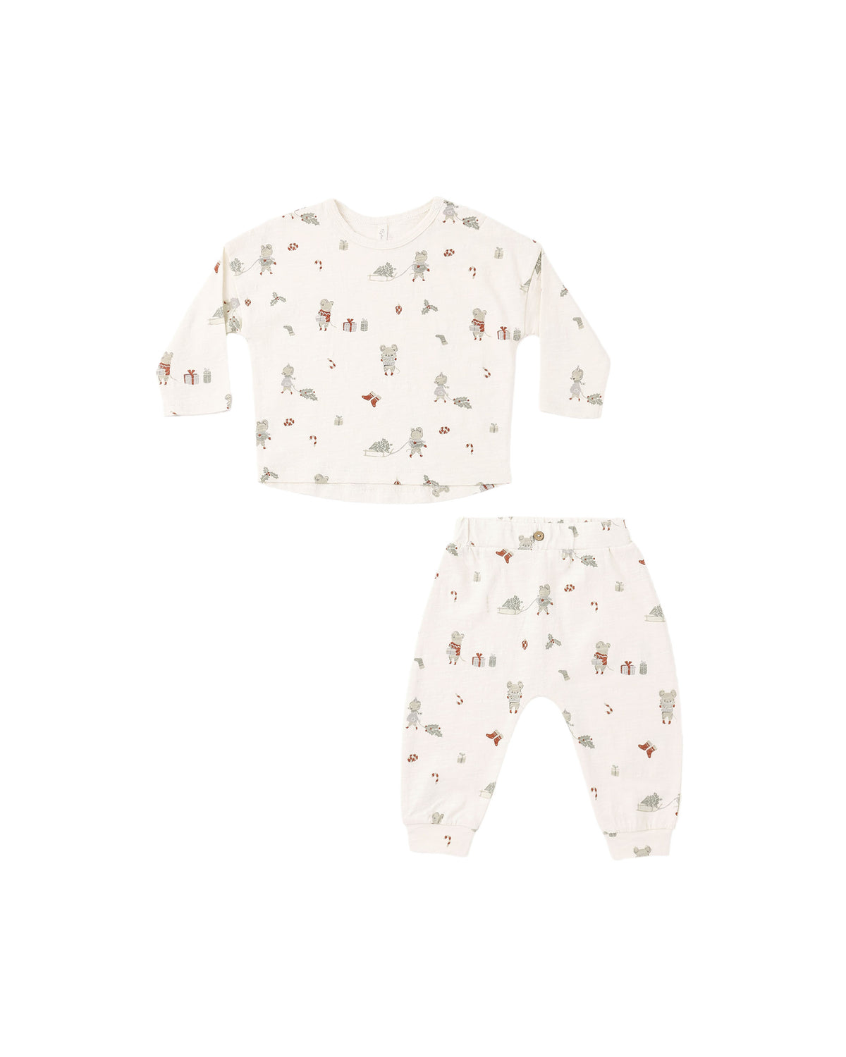 Long Sleeve Tee + Pant Set - Holiday Mouse