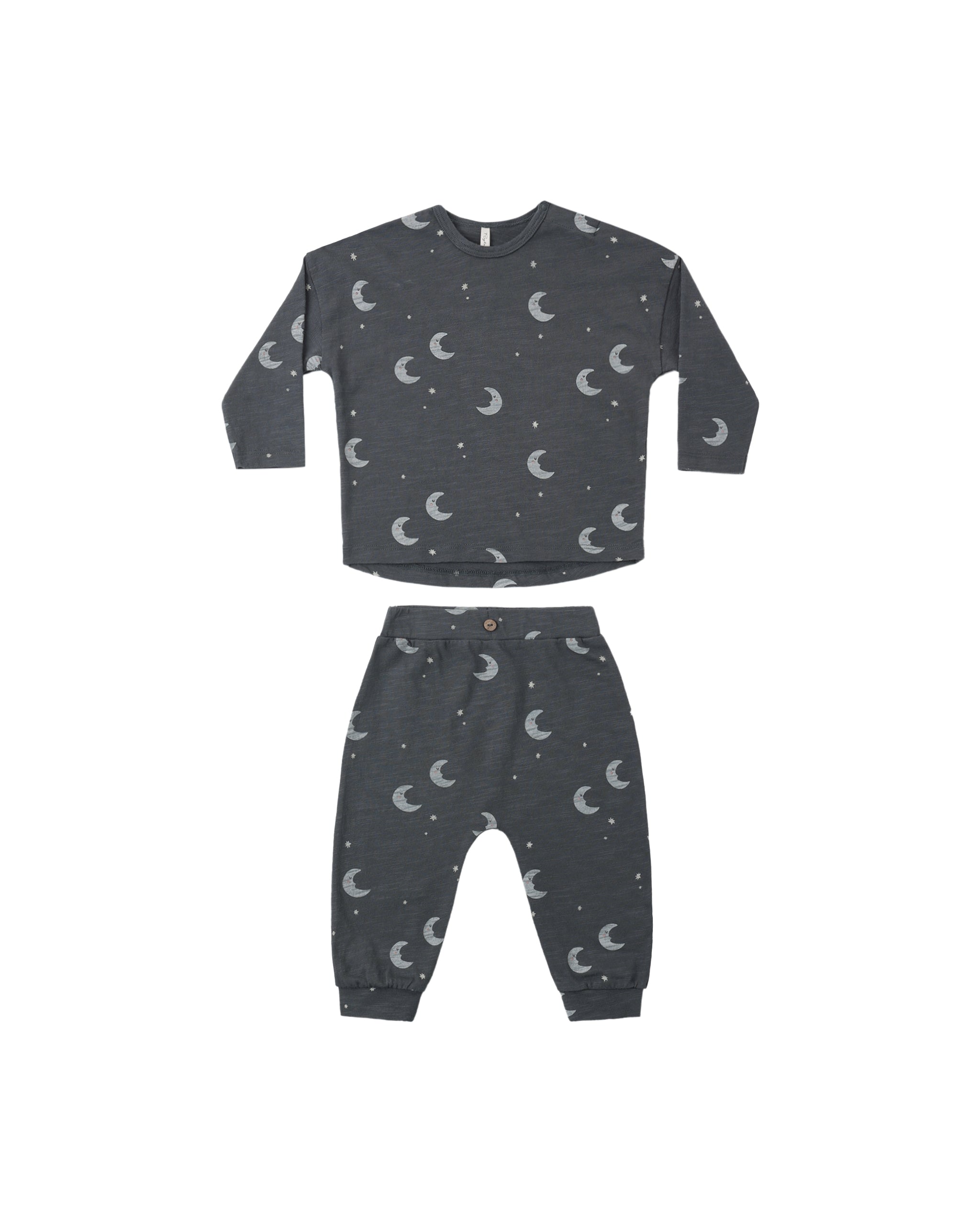 Long Sleeve Tee and Pant Set Moons - Midnight