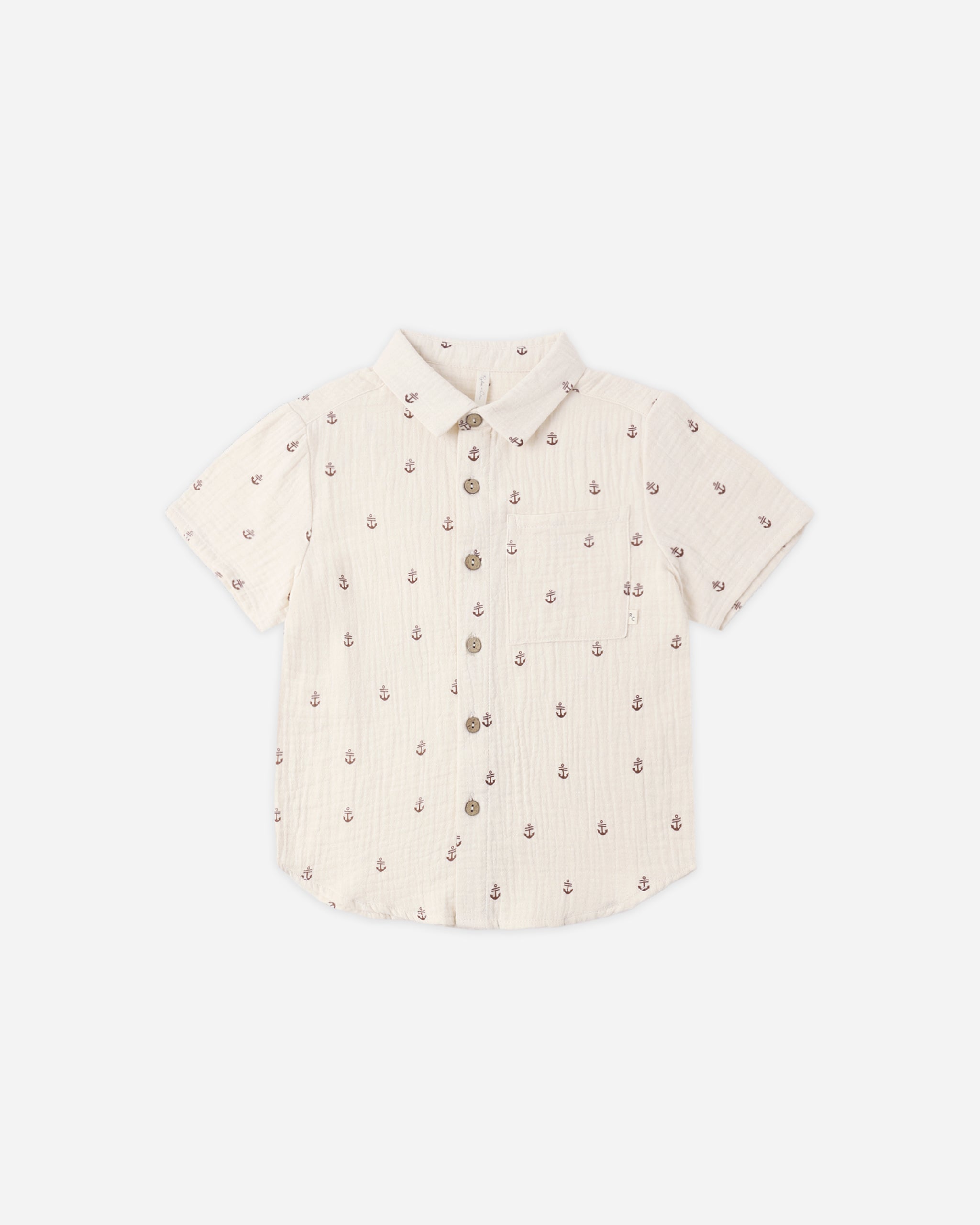 Collared Short Sleeve Shirt || Anchors