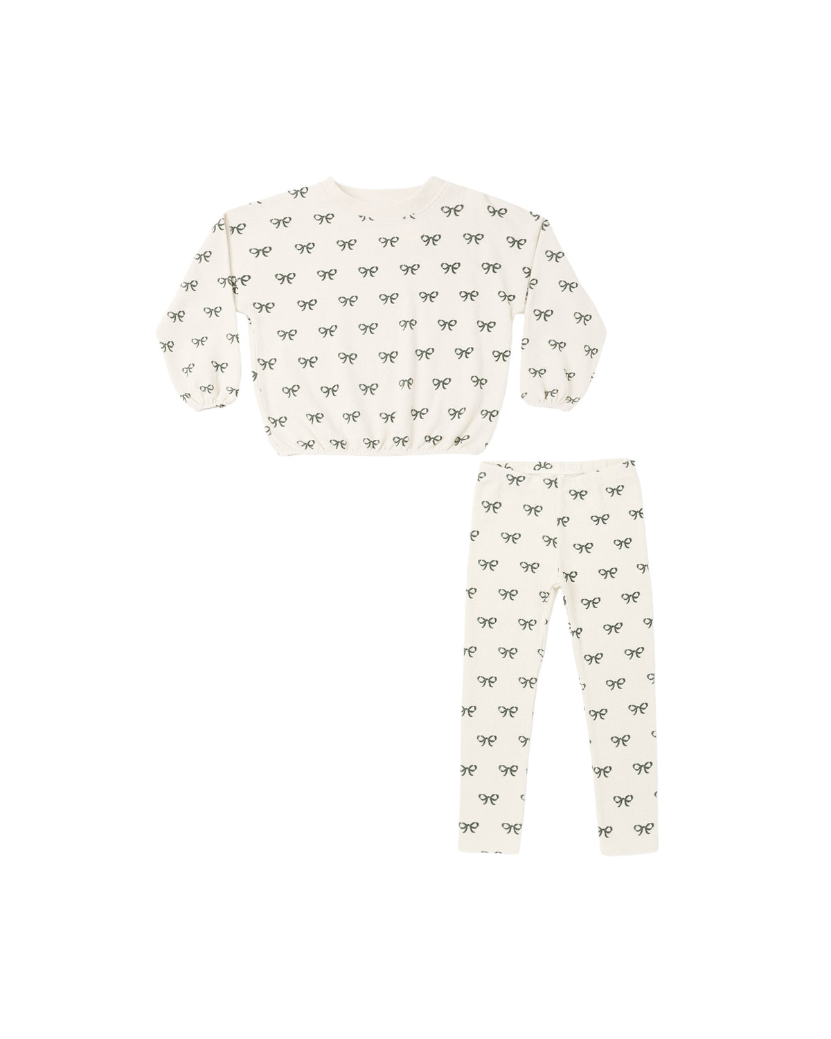 Spongey Knit Set - Evergreen Bows Natural