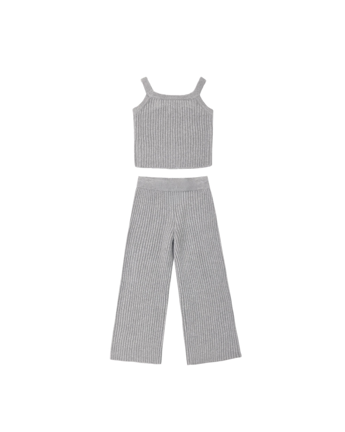 Fuzzy Knit Lounge Set - Dusty Blue