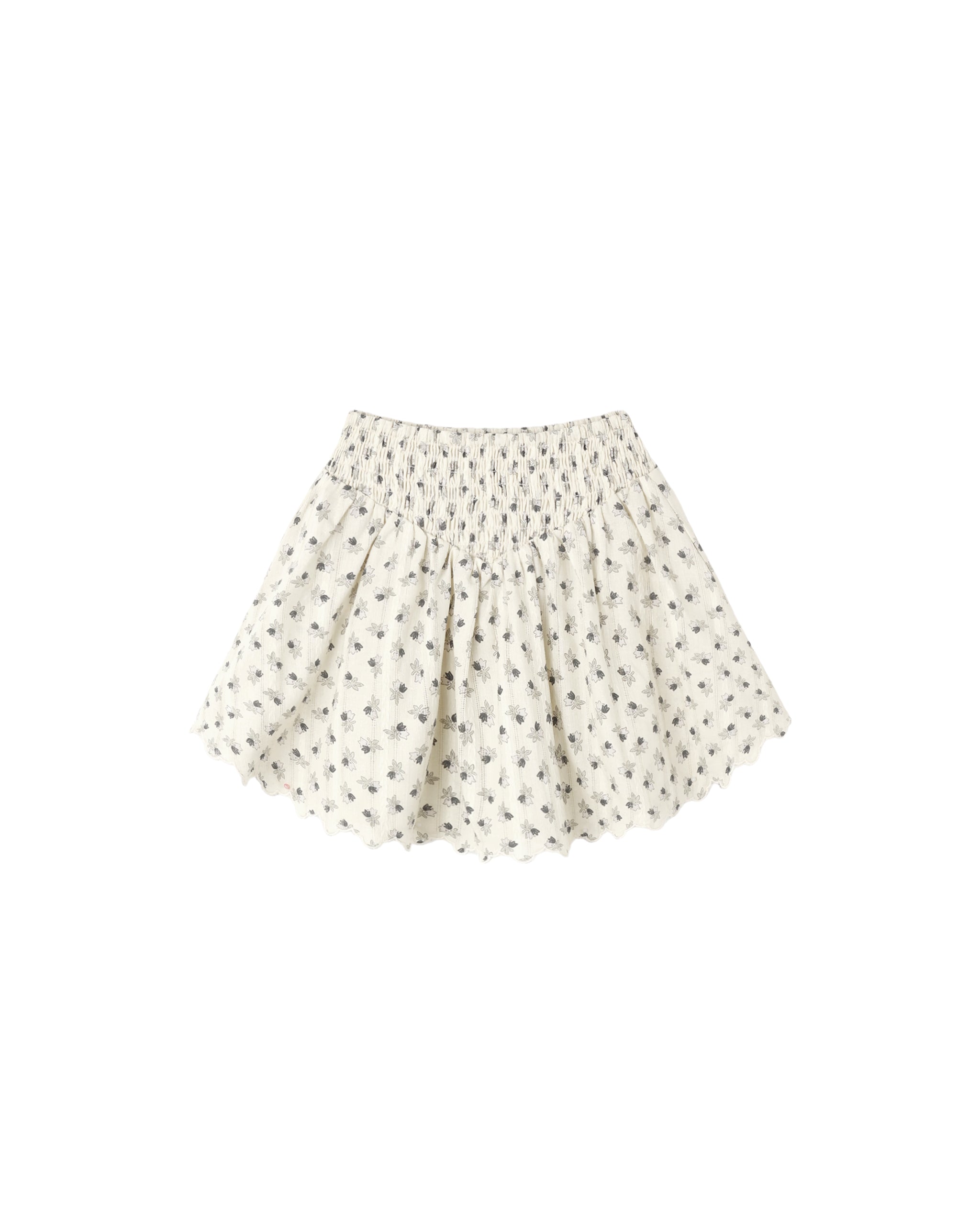 Smocked V Mini Skirt Vintage Fleur - Natural