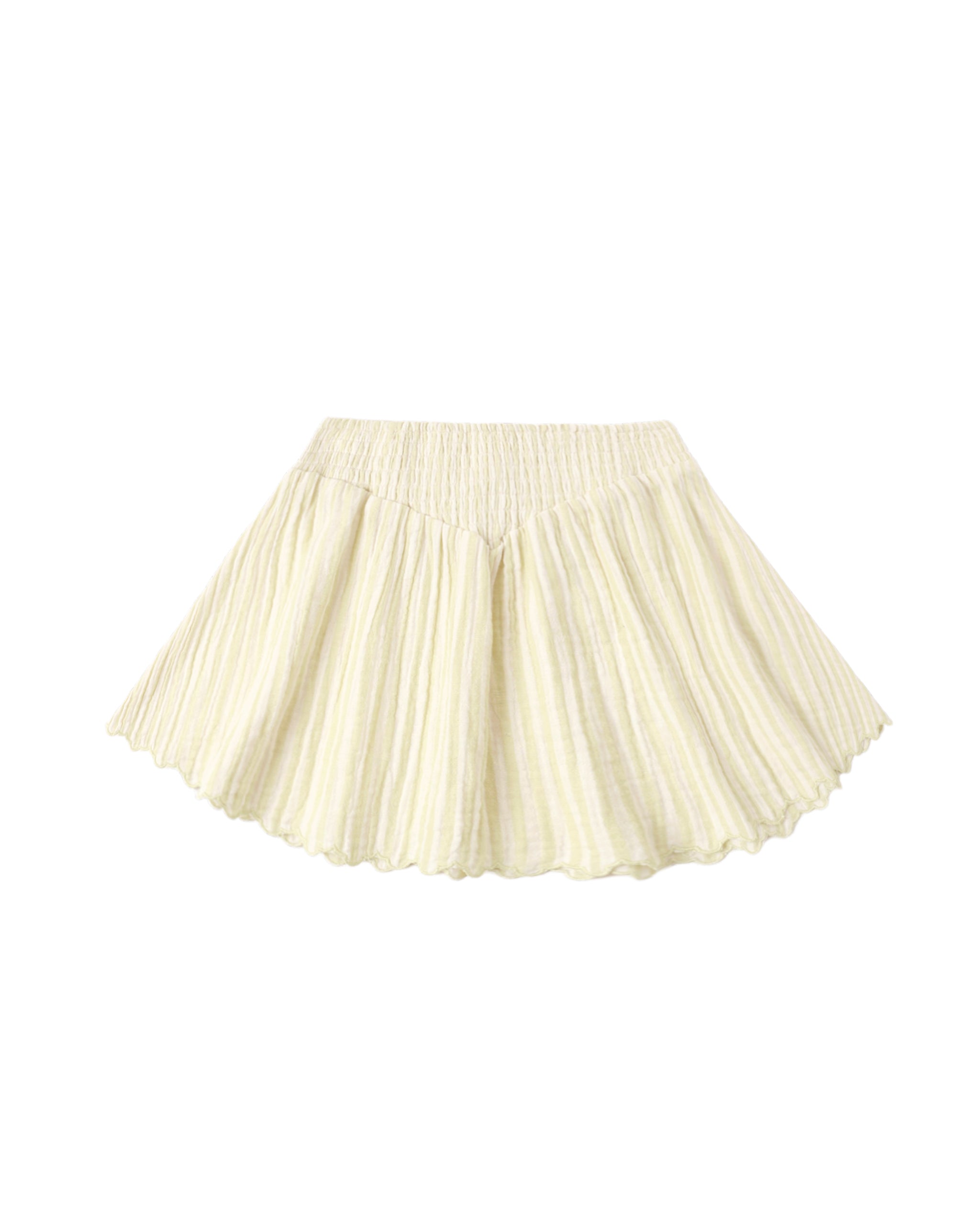 Smocked V Mini Skirt || Citron Stripe