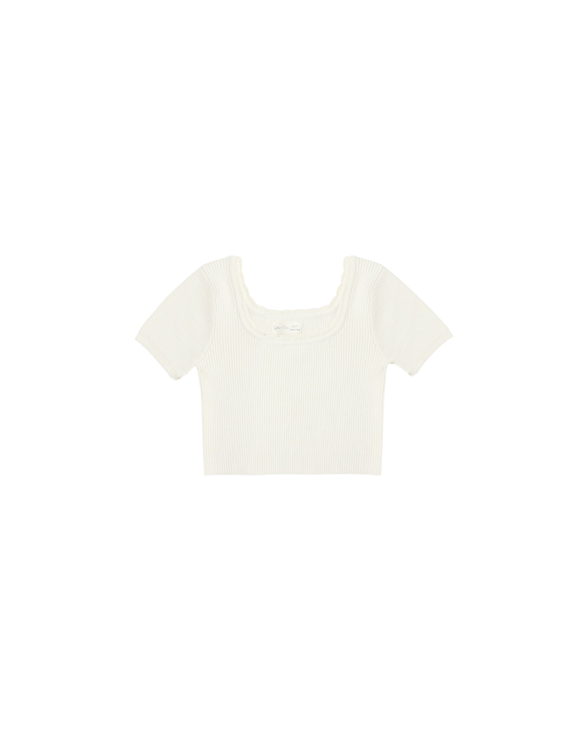 Girls Scallop Tee || Natural